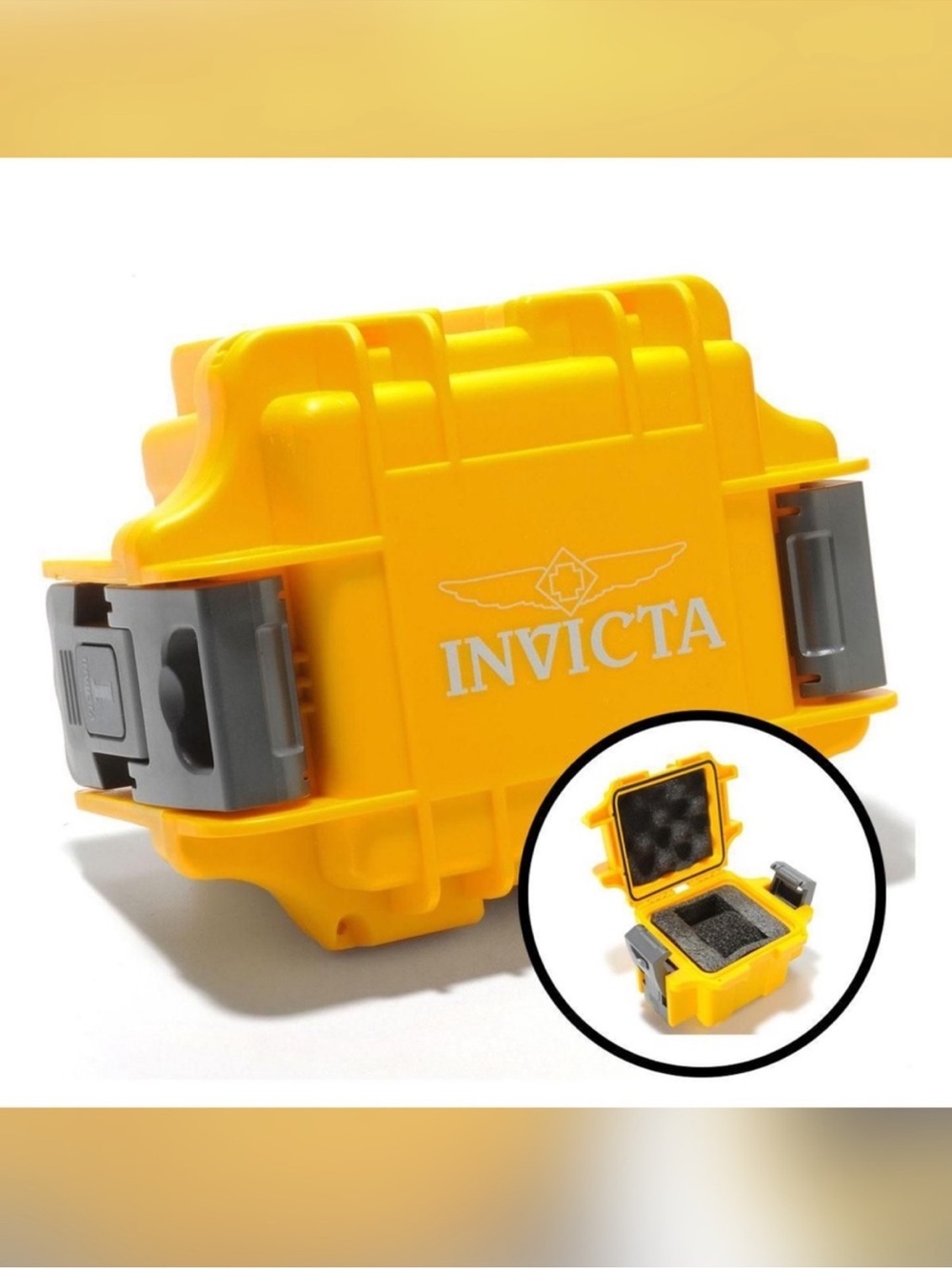 Invicta Yellow Protective Watch Case with Grey Latches